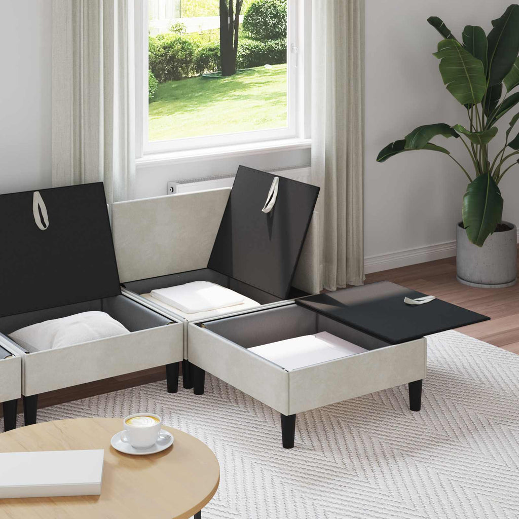 vidaXL Zestaw mebli do salonu z poduszką 4 pcs kremowy Welur