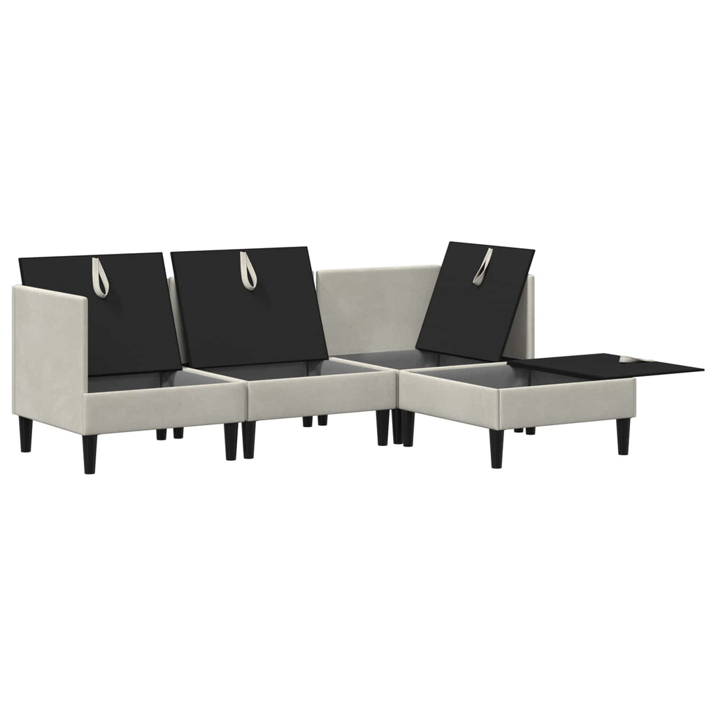 vidaXL Zestaw mebli do salonu z poduszką 4 pcs kremowy Welur