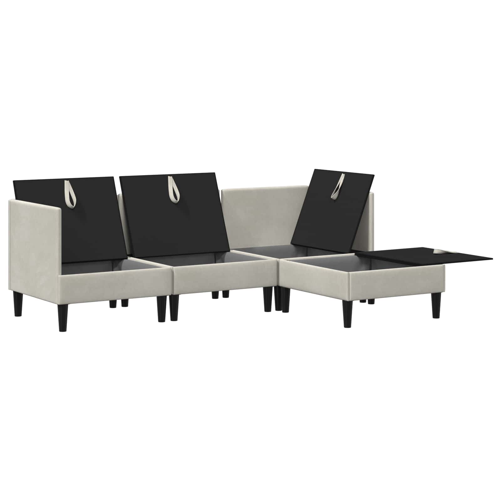 vidaXL Zestaw mebli do salonu z poduszką 4 pcs kremowy Welur