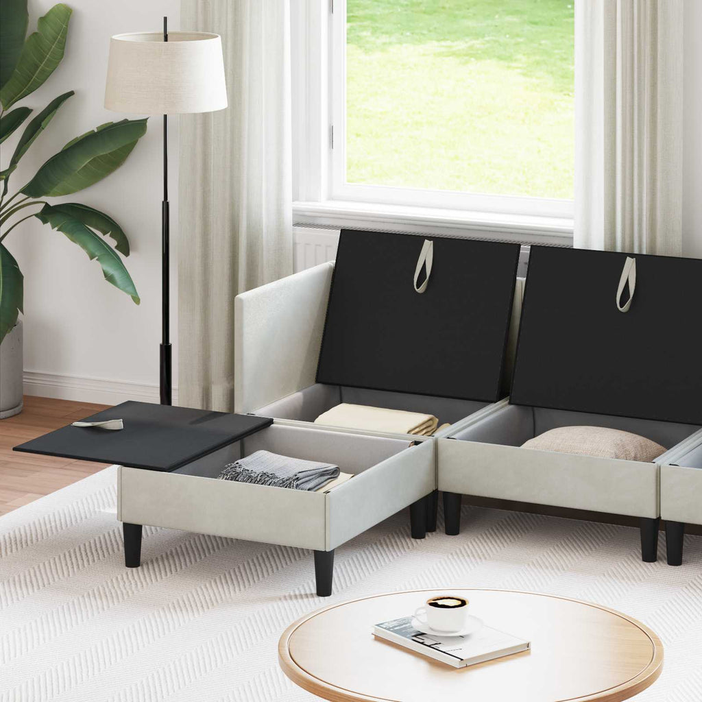 vidaXL Zestaw mebli do salonu z poduszką 5 pcs kremowy Welur