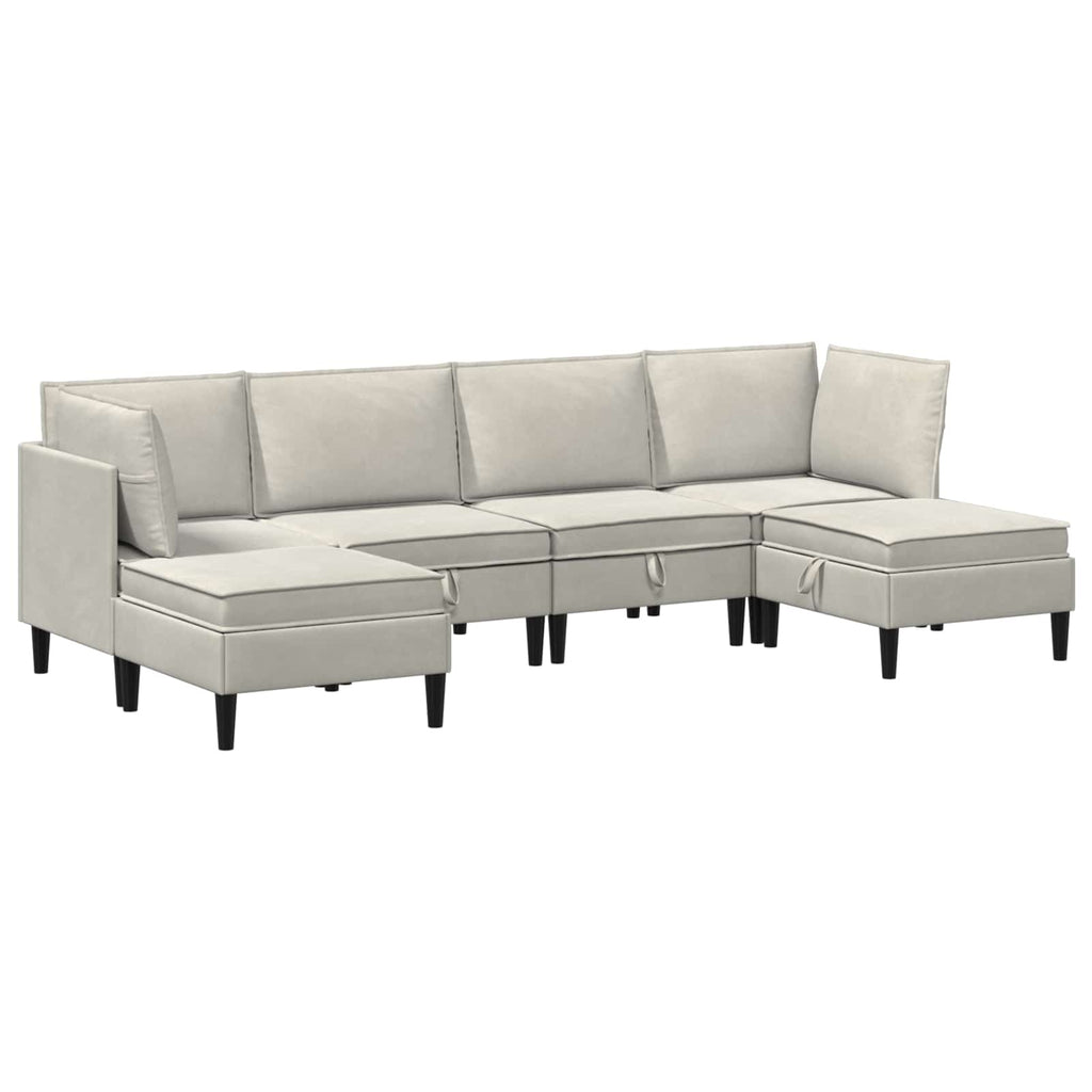 vidaXL Zestaw mebli do salonu z poduszką 6 pcs kremowy Welur