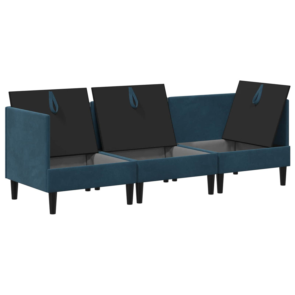 vidaXL Zestaw mebli do salonu z poduszką 3 pcs niebieski Welur