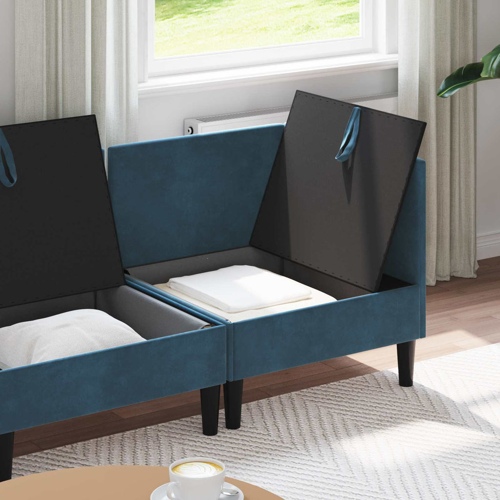 vidaXL Zestaw mebli do salonu z poduszką 4 pcs niebieski Welur