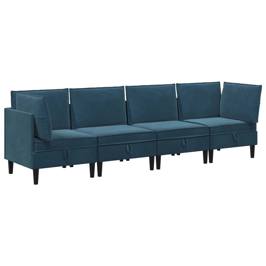 vidaXL Zestaw mebli do salonu z poduszką 4 pcs niebieski Welur