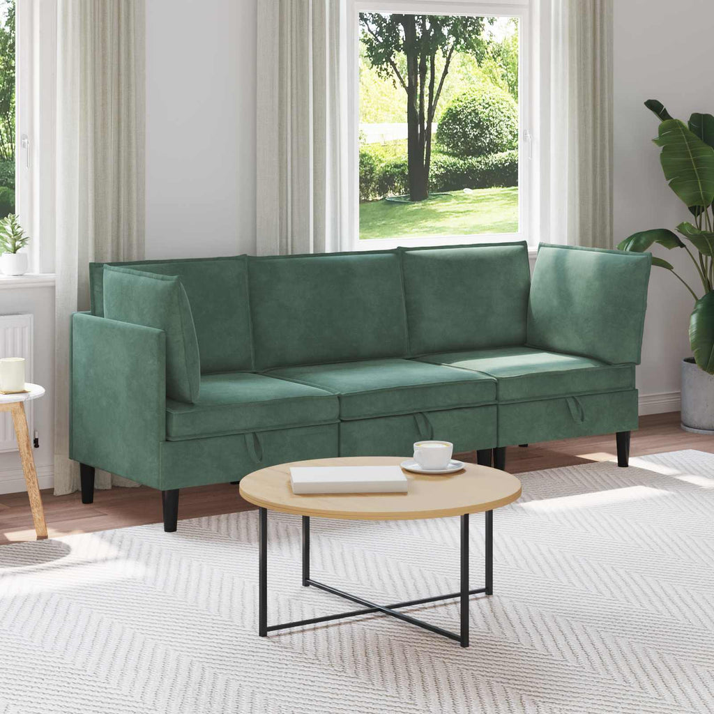 vidaXL Zestaw mebli do salonu z poduszką 3 pcs Zielony morski Welur