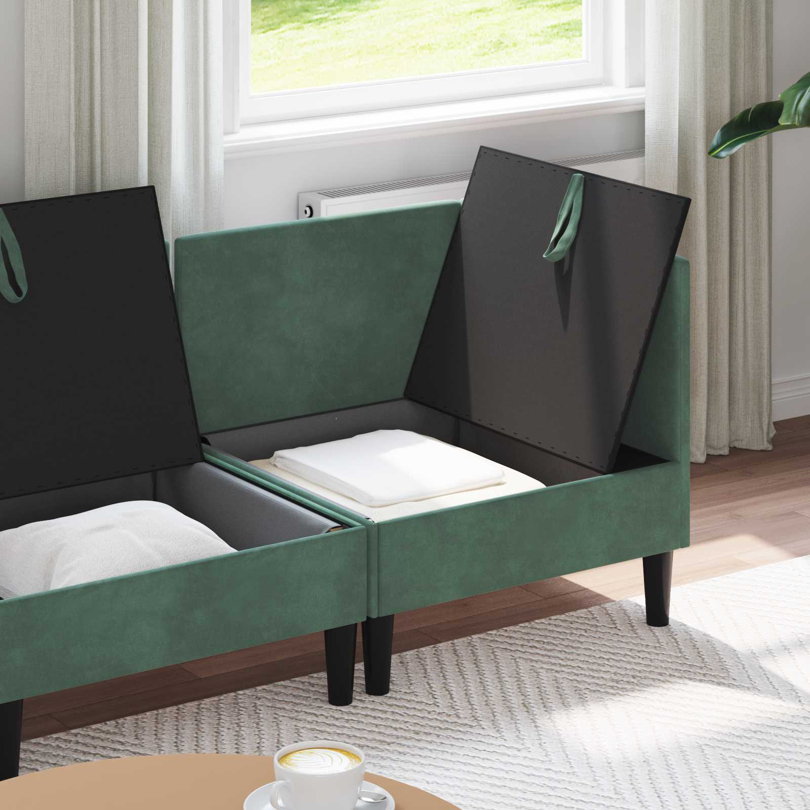 vidaXL Zestaw mebli do salonu z poduszką 3 pcs Zielony morski Welur