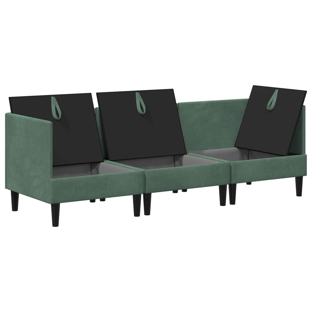 vidaXL Zestaw mebli do salonu z poduszką 3 pcs Zielony morski Welur