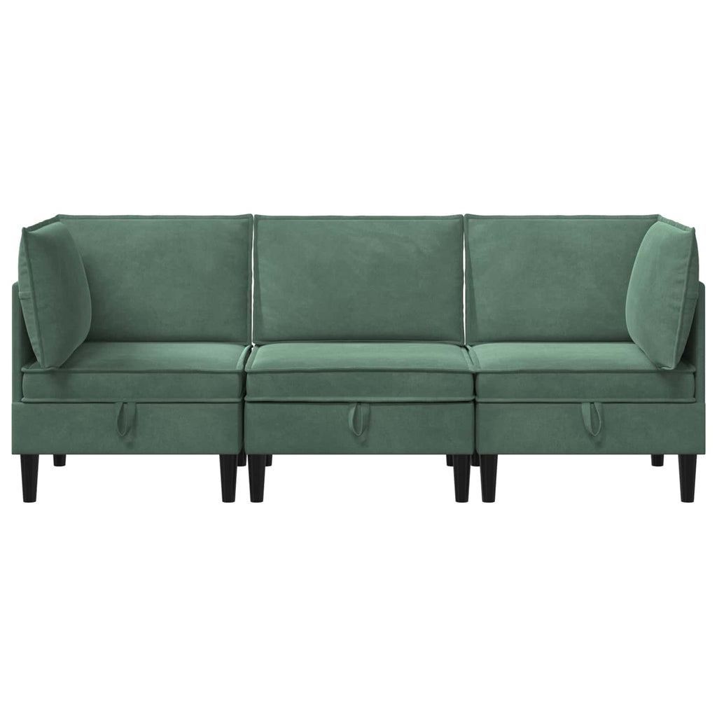 vidaXL Zestaw mebli do salonu z poduszką 3 pcs Zielony morski Welur
