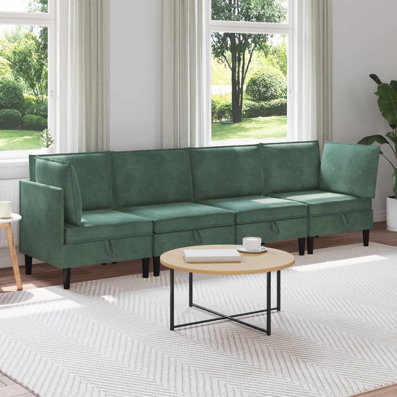 vidaXL Zestaw mebli do salonu z poduszką 4 pcs Zielony morski Welur