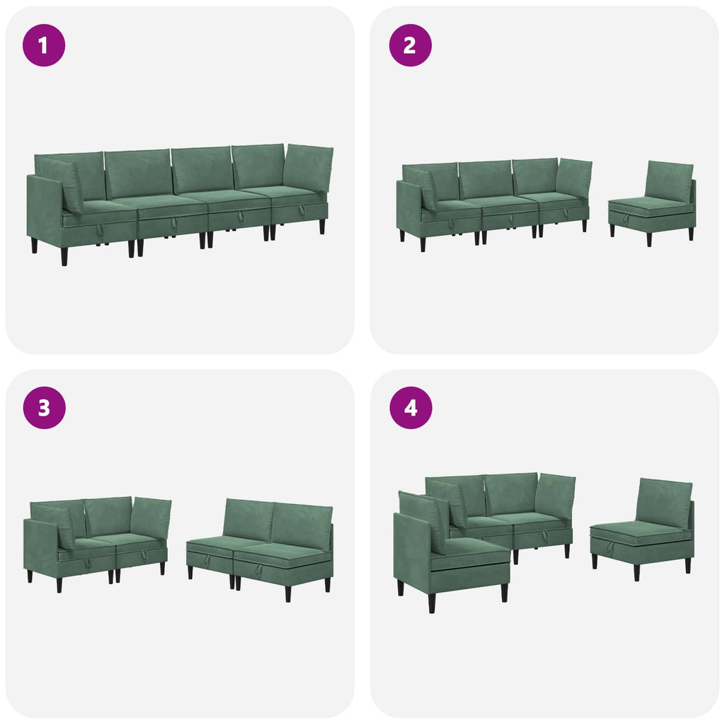 vidaXL Zestaw mebli do salonu z poduszką 4 pcs Zielony morski Welur