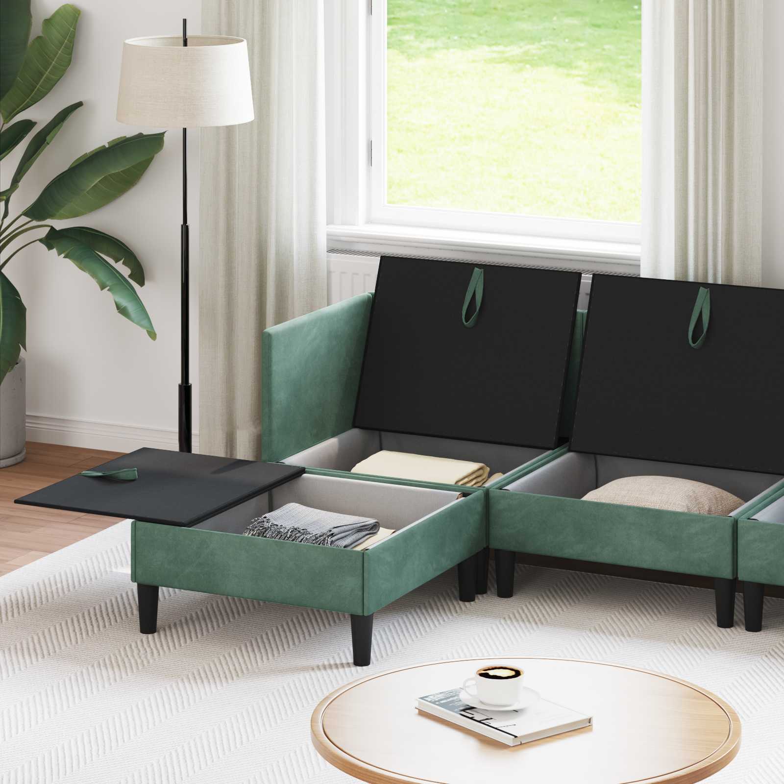 vidaXL Zestaw mebli do salonu z poduszką 5 pcs Zielony morski Welur