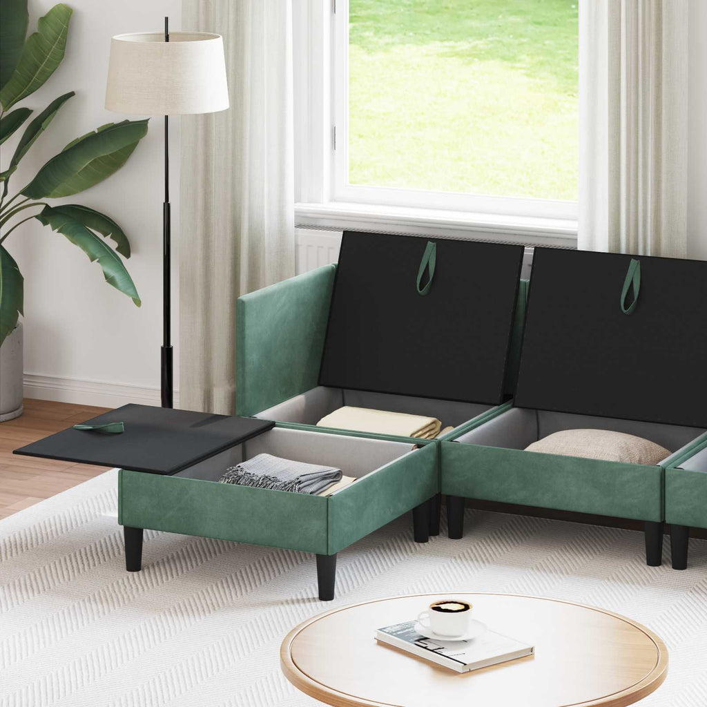 vidaXL Zestaw mebli do salonu z poduszką 6 pcs Zielony morski Welur