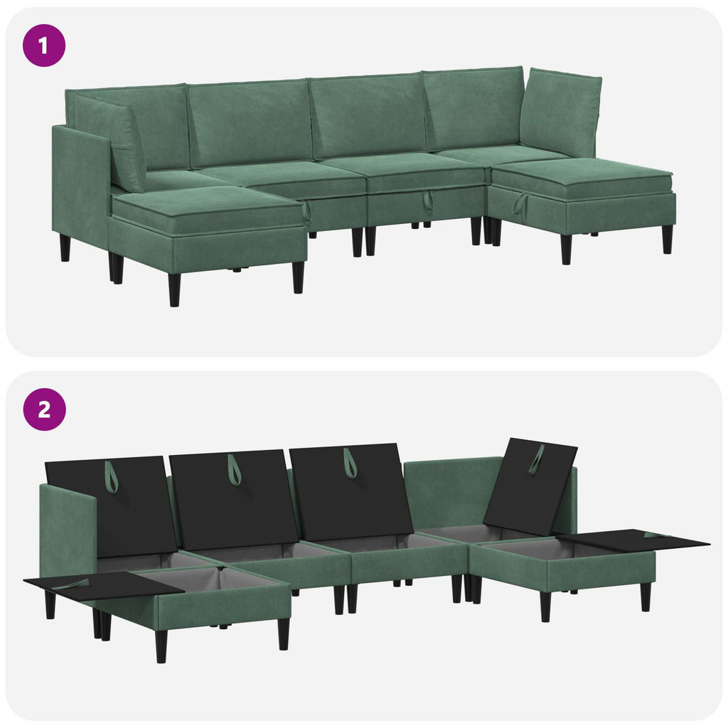 vidaXL Zestaw mebli do salonu z poduszką 6 pcs Zielony morski Welur