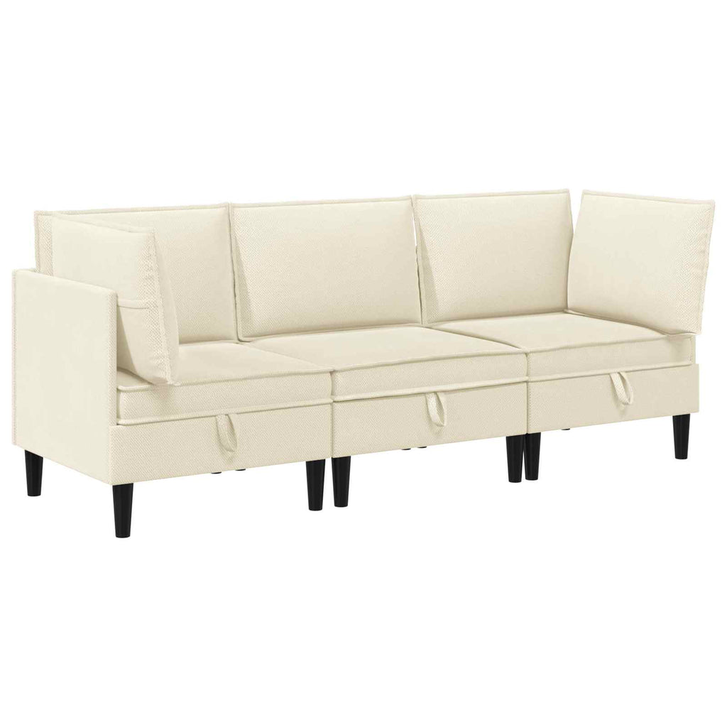 vidaXL Zestaw mebli do salonu 3 pcs kremowy tkanina