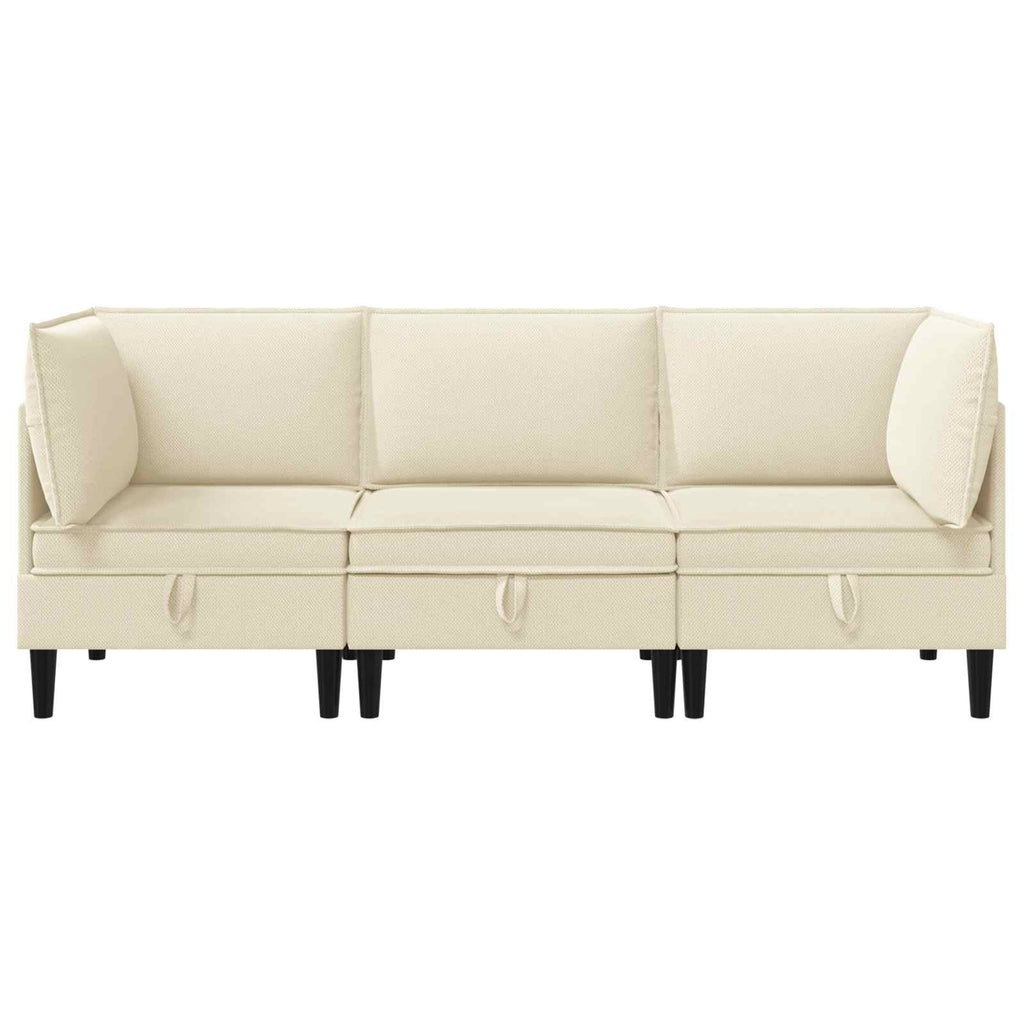 vidaXL Zestaw mebli do salonu 3 pcs kremowy tkanina