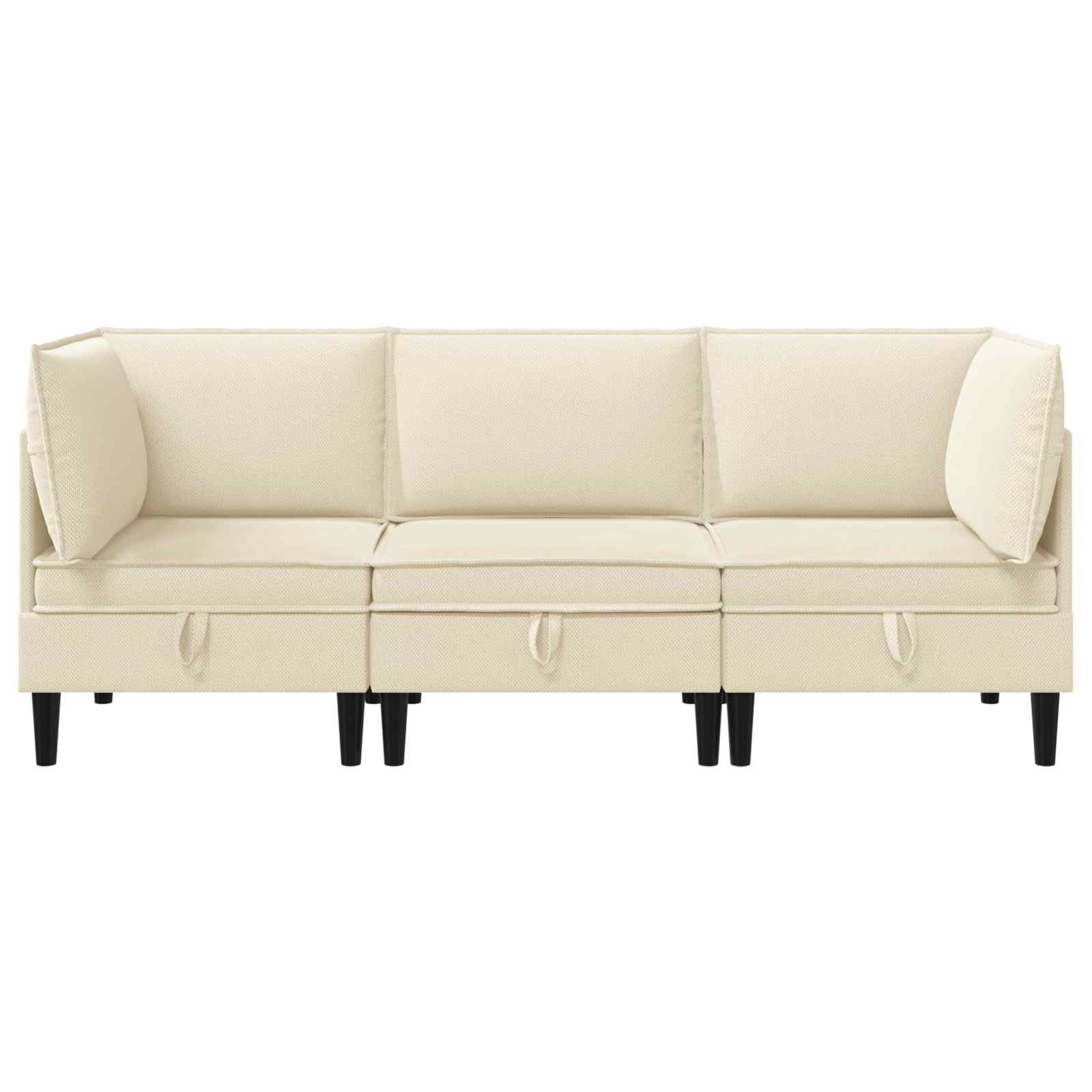 vidaXL Zestaw mebli do salonu 3 pcs kremowy tkanina