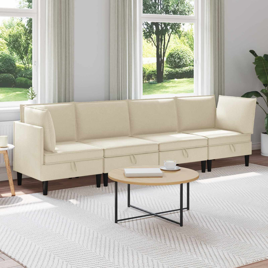 vidaXL Zestaw mebli do salonu 4 pcs kremowy tkanina