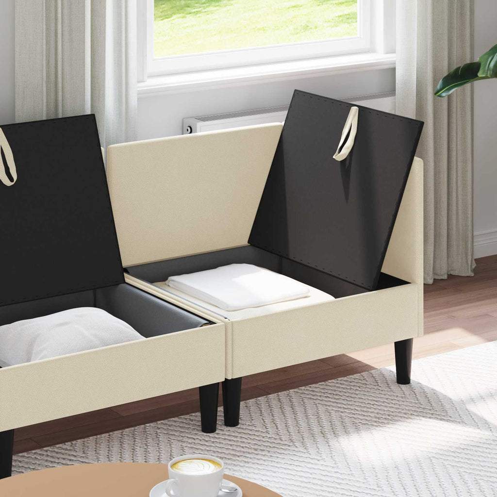 vidaXL Zestaw mebli do salonu 4 pcs kremowy tkanina