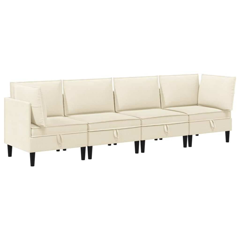 vidaXL Zestaw mebli do salonu 4 pcs kremowy tkanina