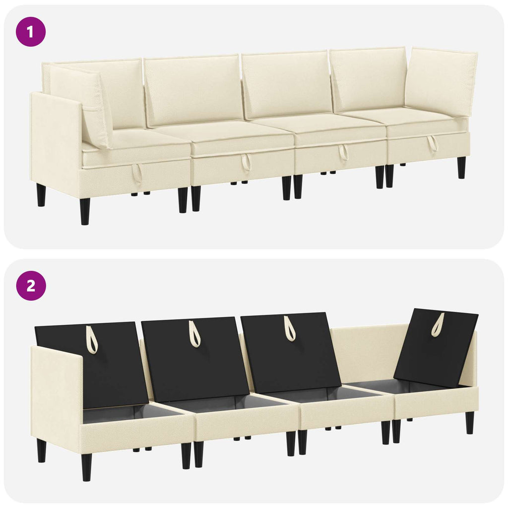 vidaXL Zestaw mebli do salonu 4 pcs kremowy tkanina