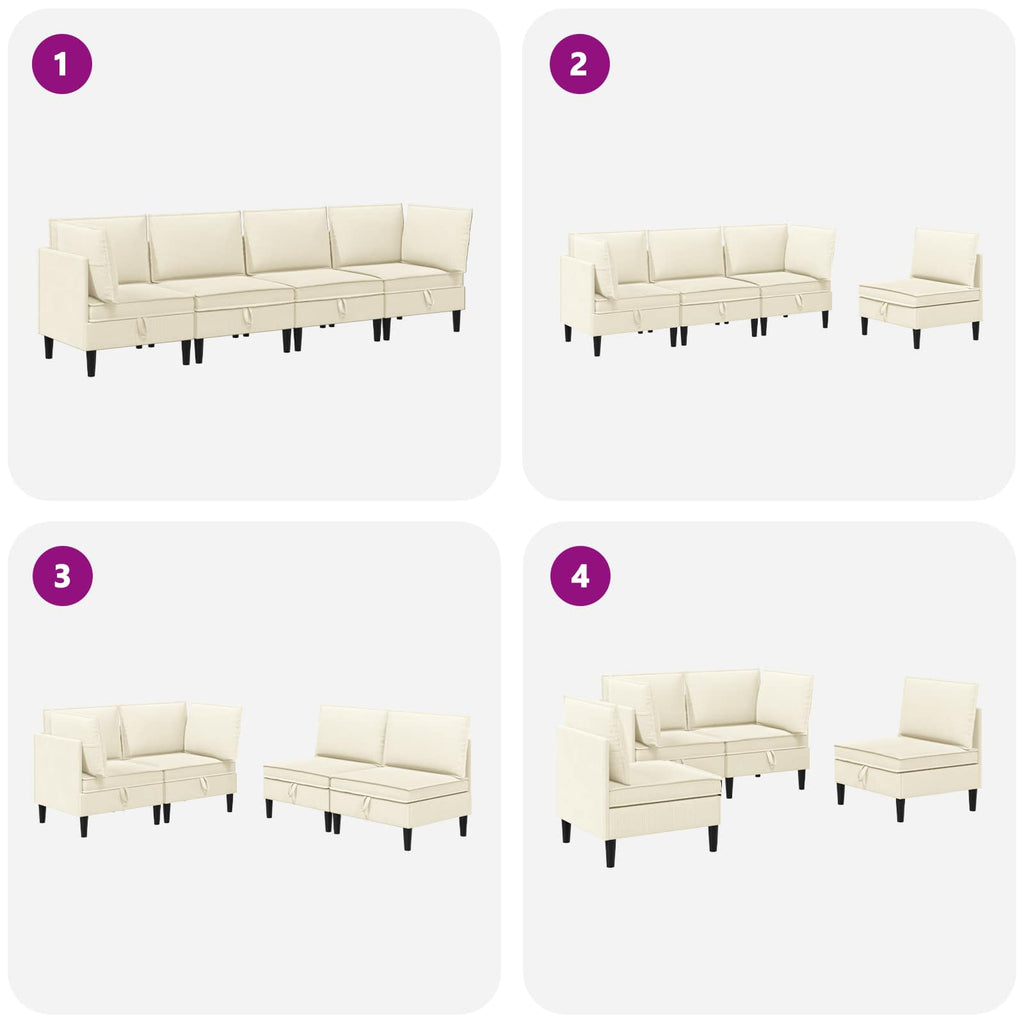 vidaXL Zestaw mebli do salonu 4 pcs kremowy tkanina