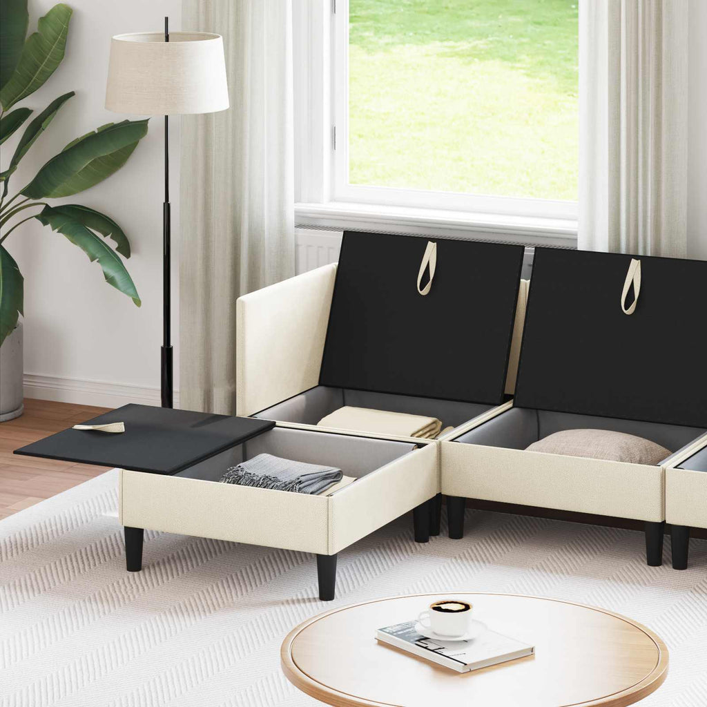 vidaXL Zestaw mebli do salonu 5 pcs kremowy tkanina