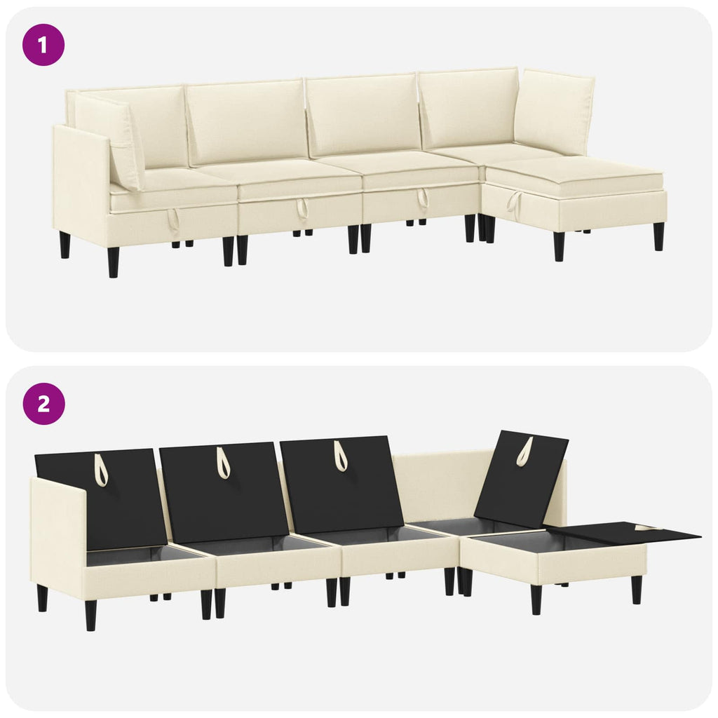 vidaXL Zestaw mebli do salonu 5 pcs kremowy tkanina