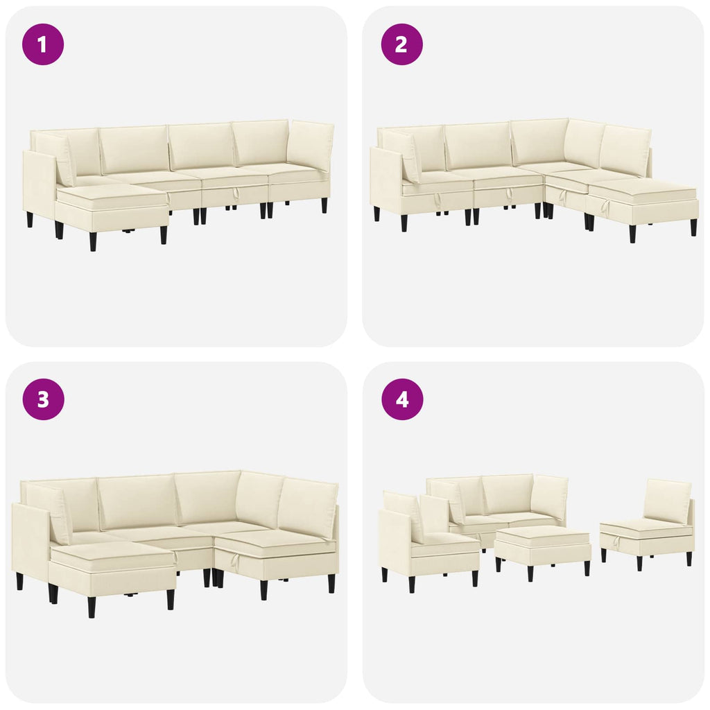 vidaXL Zestaw mebli do salonu 5 pcs kremowy tkanina