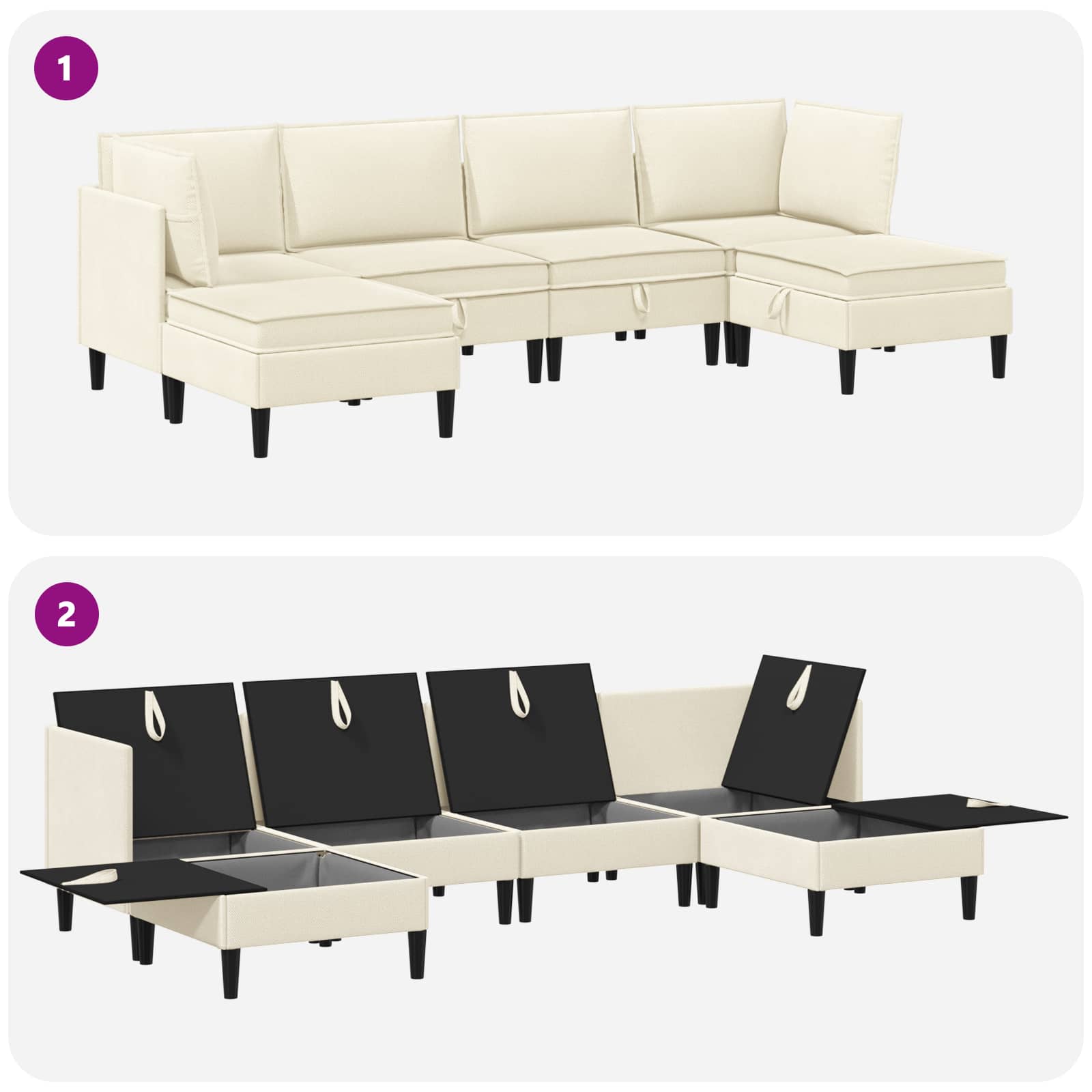vidaXL Zestaw mebli do salonu 6 pcs kremowy tkanina