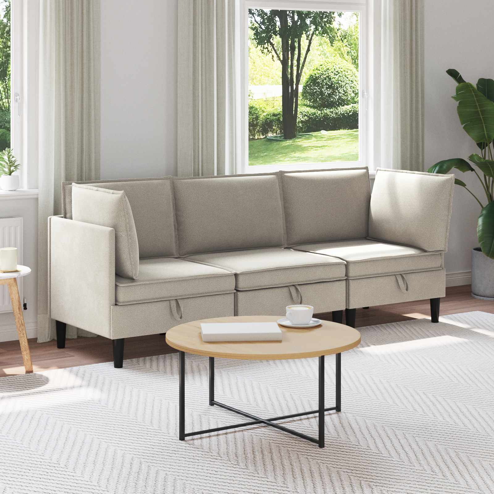 vidaXL Zestaw mebli do salonu 3 pcs Owies tkanina
