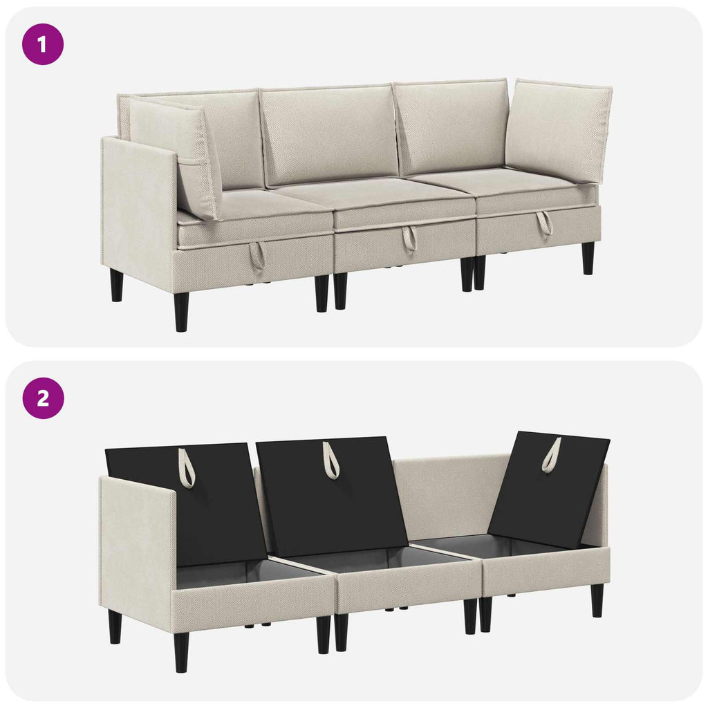 vidaXL Zestaw mebli do salonu 3 pcs Owies tkanina