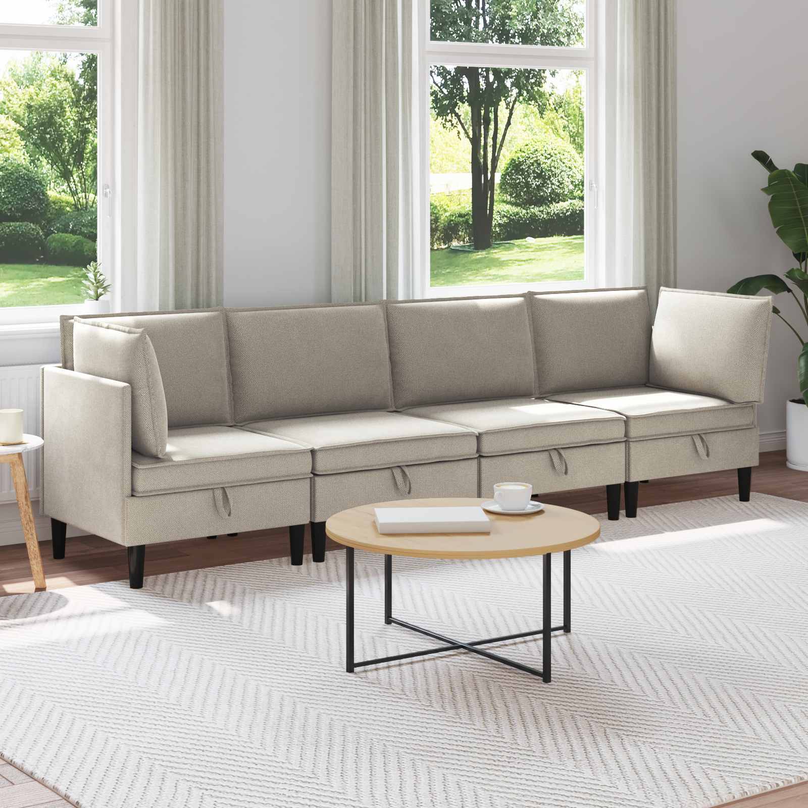vidaXL Zestaw mebli do salonu 4 pcs Owies tkanina
