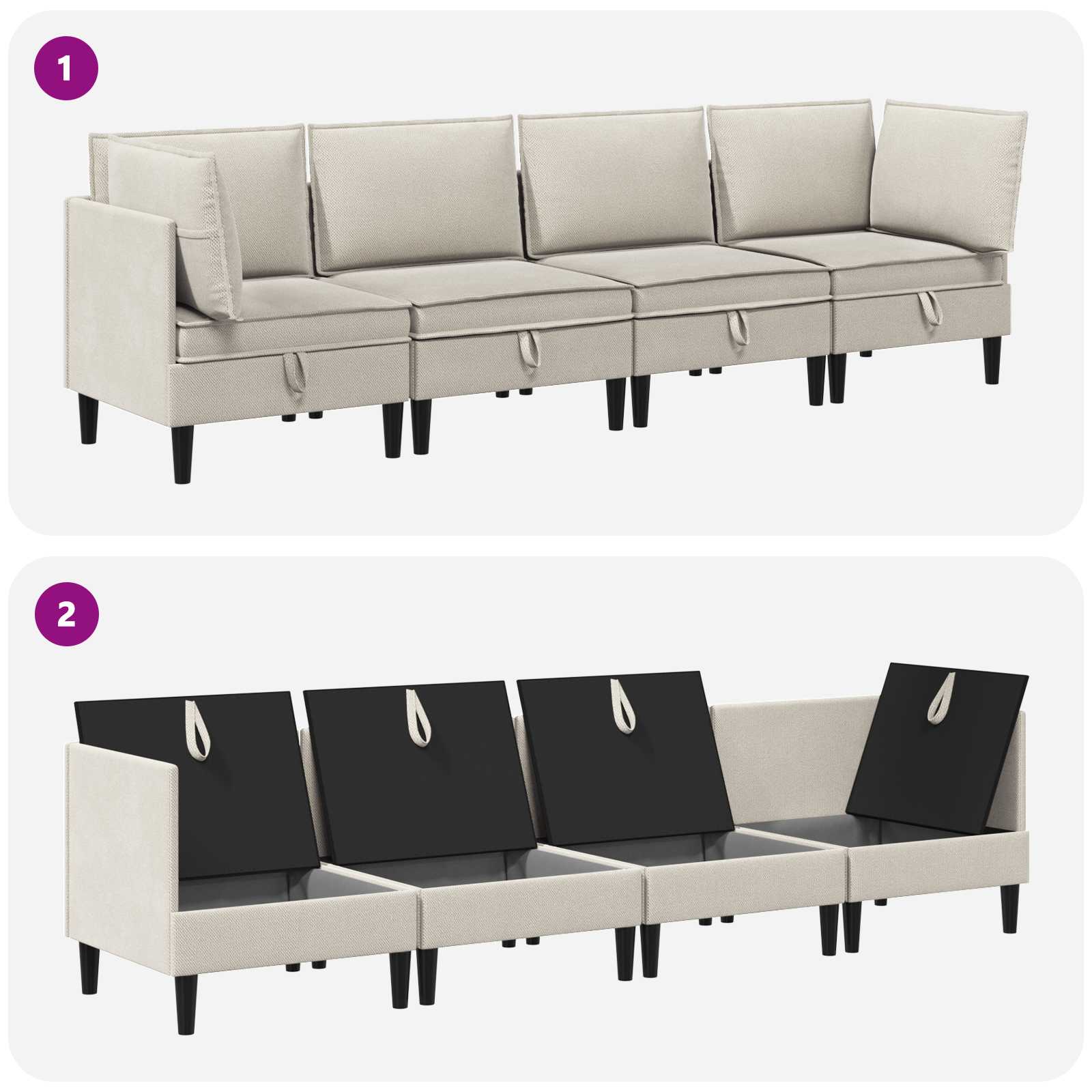 vidaXL Zestaw mebli do salonu 4 pcs Owies tkanina