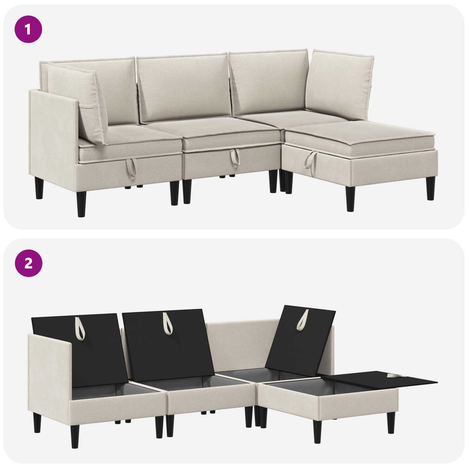 vidaXL Zestaw mebli do salonu 4 pcs Owies tkanina