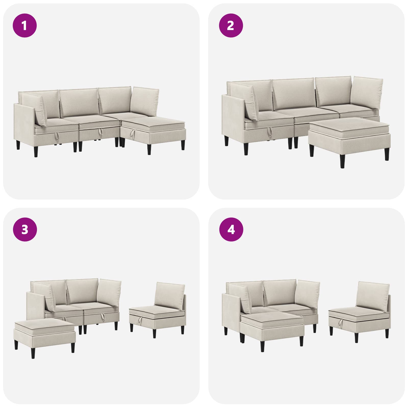 vidaXL Zestaw mebli do salonu 4 pcs Owies tkanina
