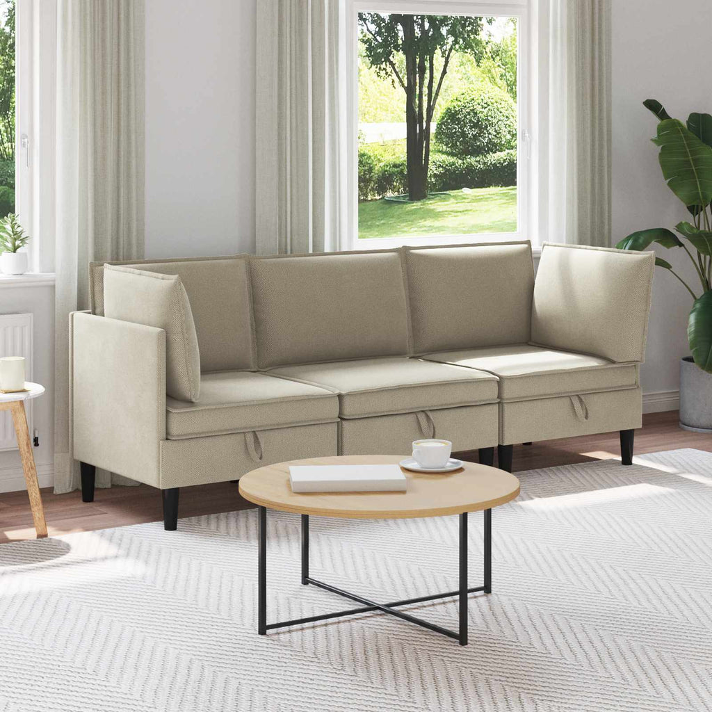 vidaXL Zestaw mebli do salonu 3 pcs piaskowy tkanina