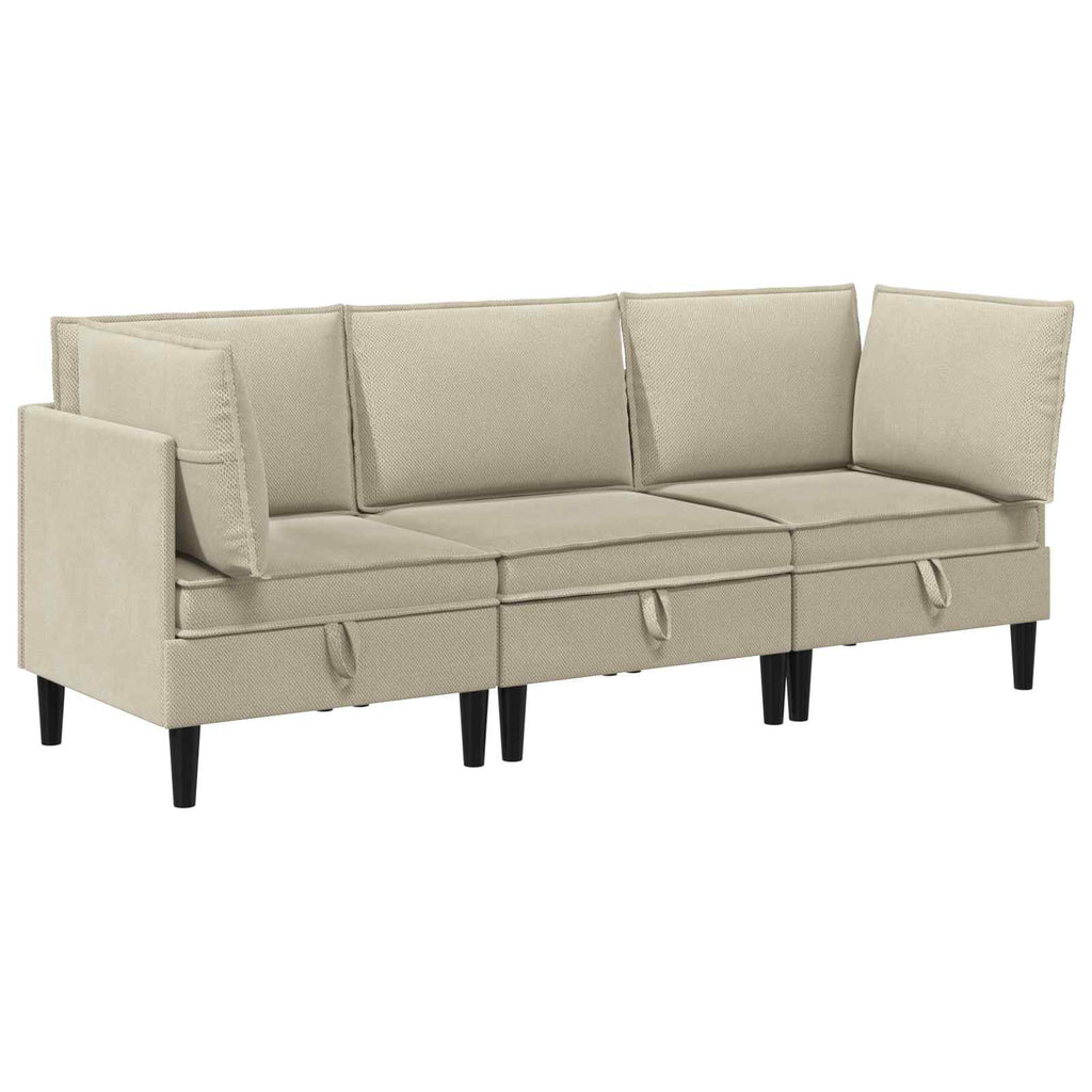 vidaXL Zestaw mebli do salonu 3 pcs piaskowy tkanina
