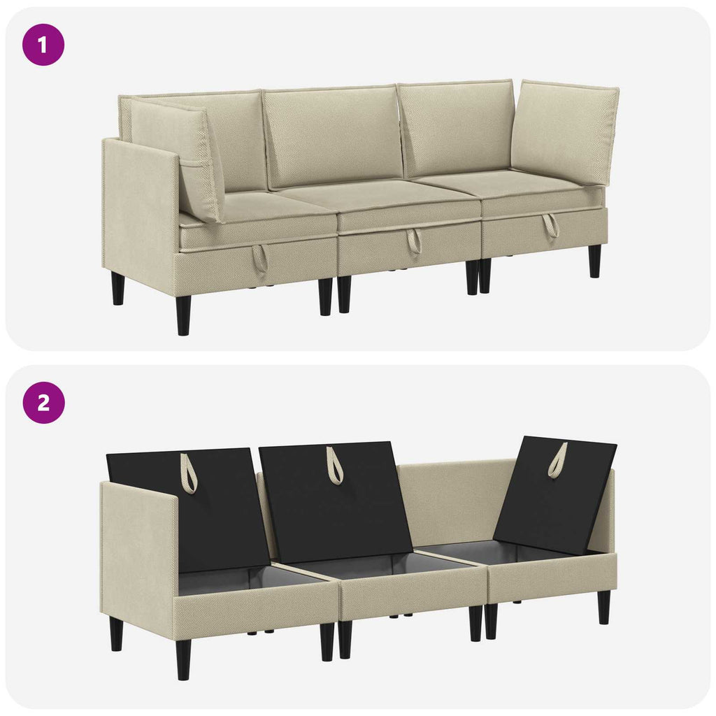 vidaXL Zestaw mebli do salonu 3 pcs piaskowy tkanina