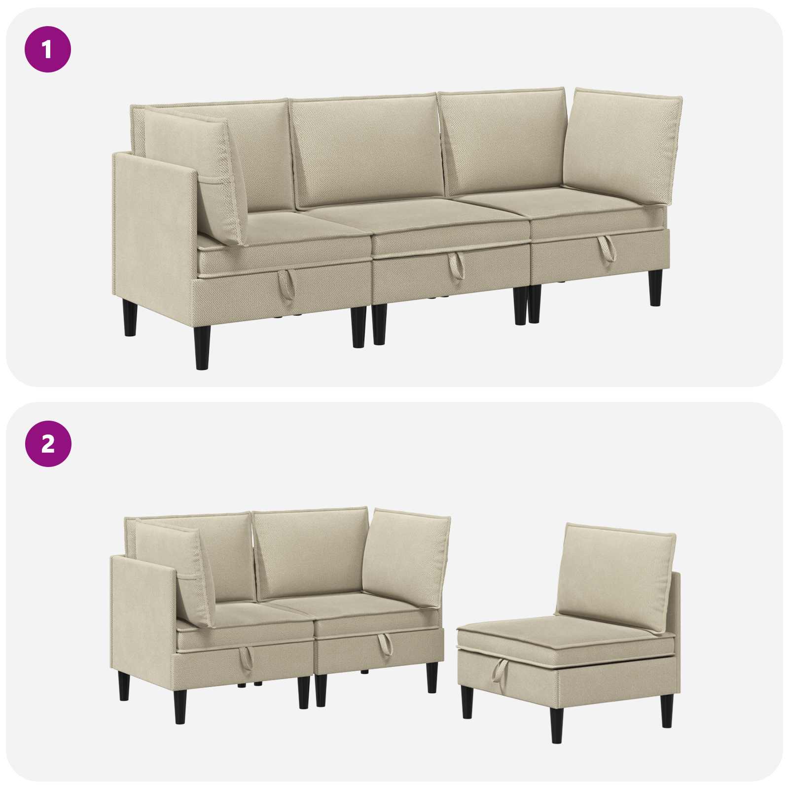 vidaXL Zestaw mebli do salonu 3 pcs piaskowy tkanina