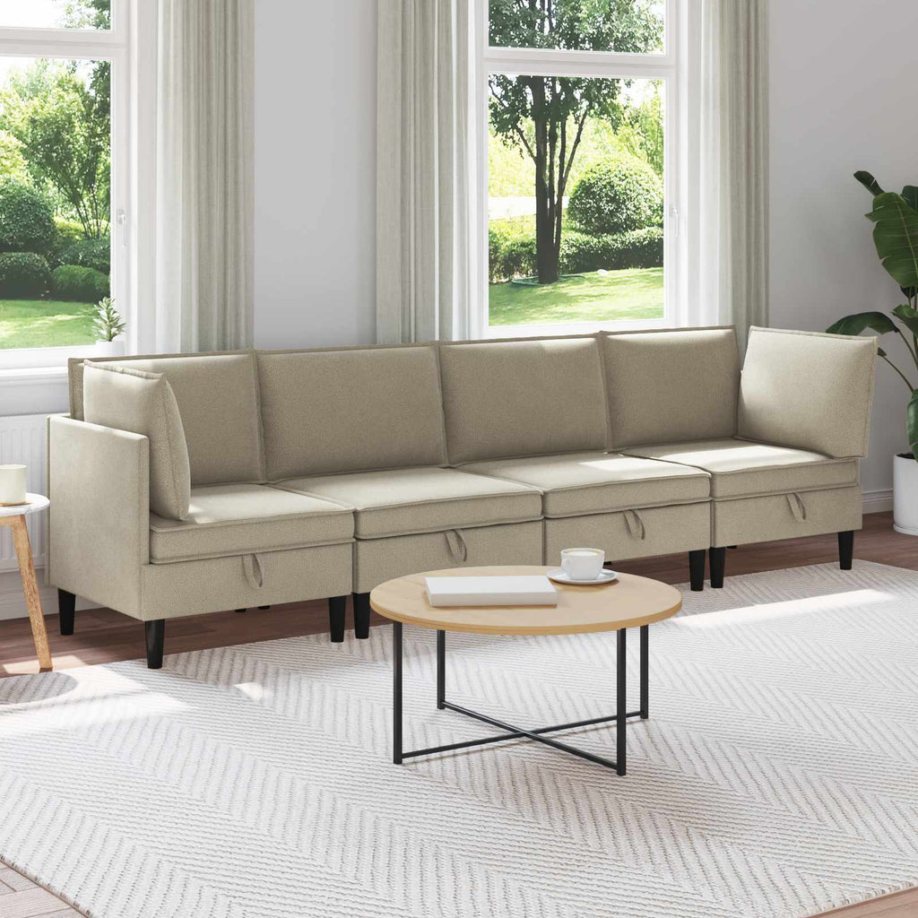 vidaXL Zestaw mebli do salonu 4 pcs piaskowy tkanina