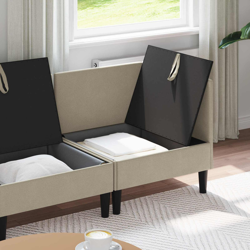 vidaXL Zestaw mebli do salonu 4 pcs piaskowy tkanina