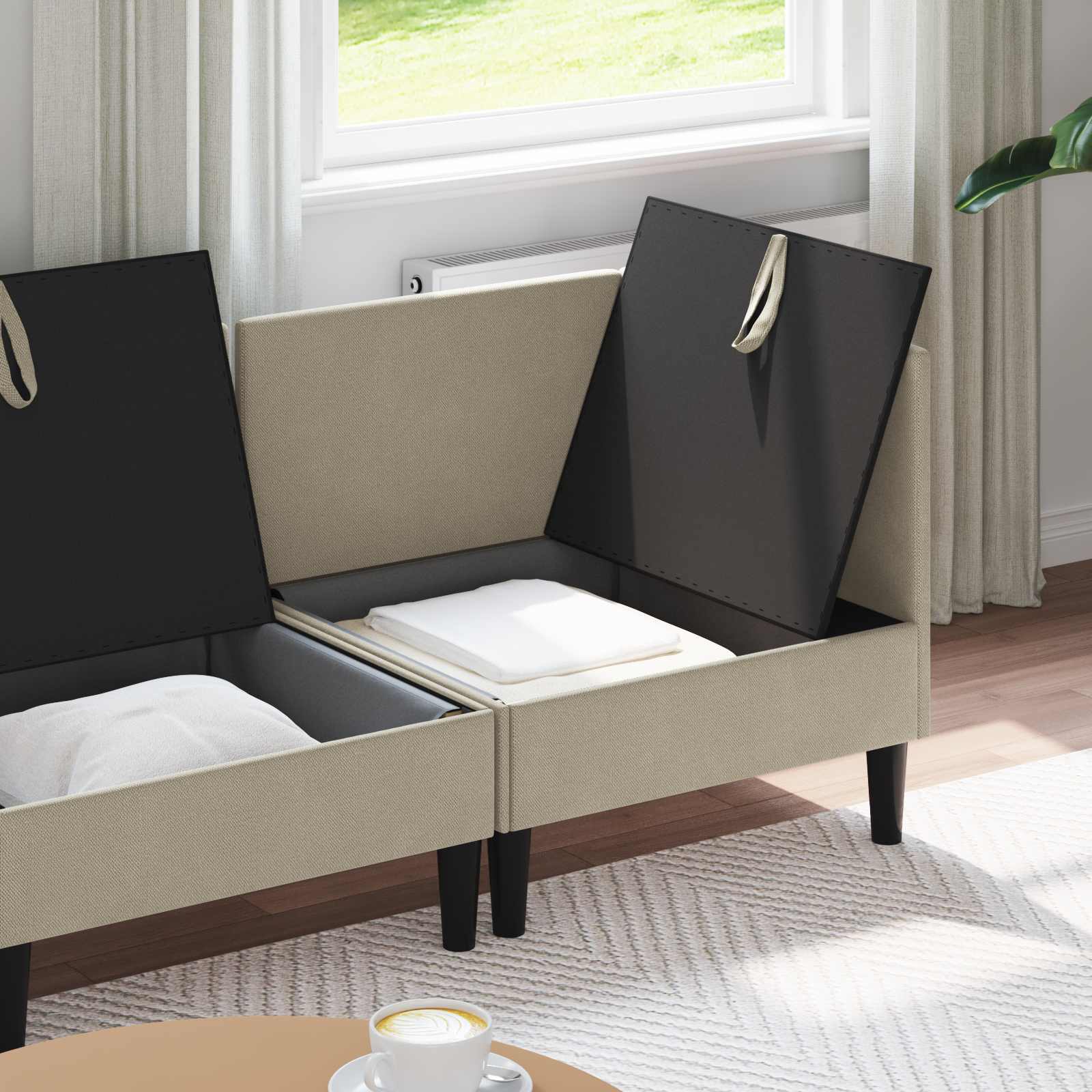 vidaXL Zestaw mebli do salonu 4 pcs piaskowy tkanina
