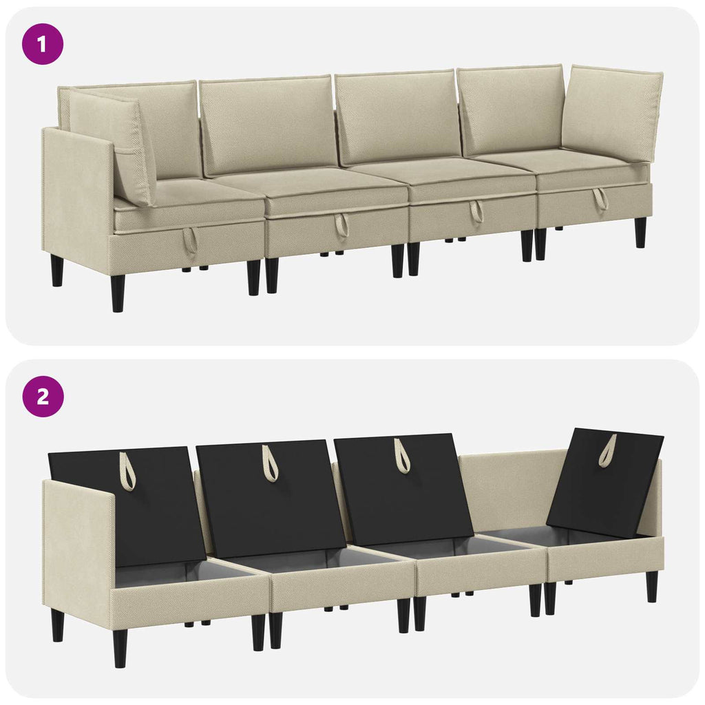 vidaXL Zestaw mebli do salonu 4 pcs piaskowy tkanina