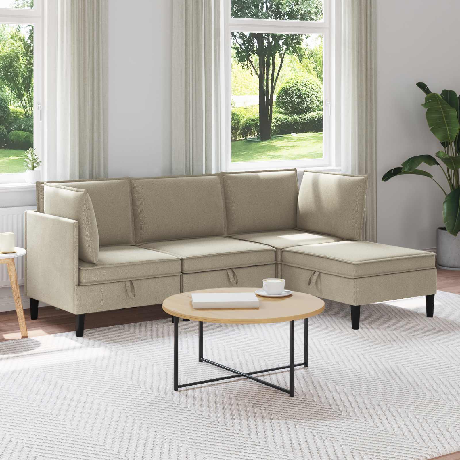 vidaXL Zestaw mebli do salonu 4 pcs piaskowy tkanina
