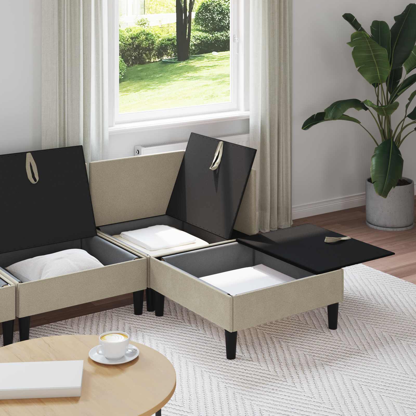 vidaXL Zestaw mebli do salonu 4 pcs piaskowy tkanina
