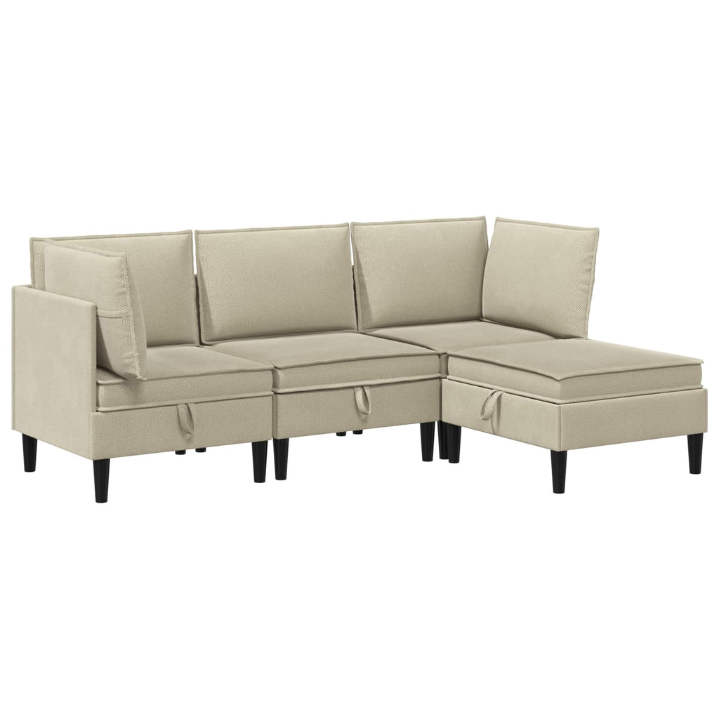 vidaXL Zestaw mebli do salonu 4 pcs piaskowy tkanina