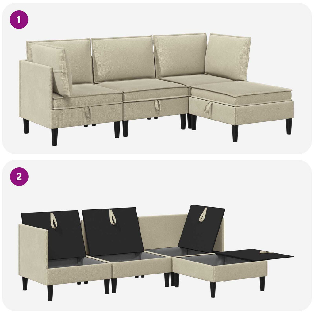 vidaXL Zestaw mebli do salonu 4 pcs piaskowy tkanina