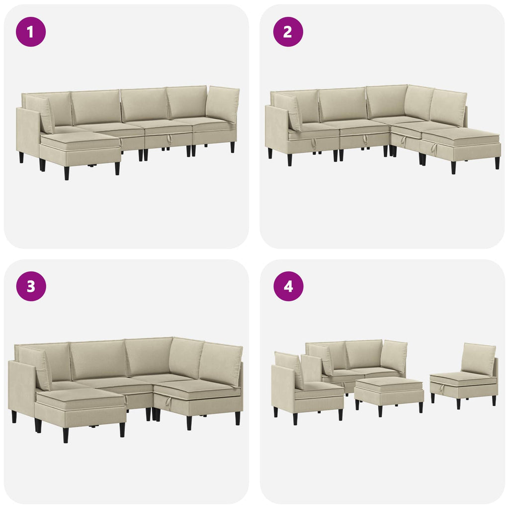 vidaXL Zestaw mebli do salonu 5 pcs piaskowy tkanina