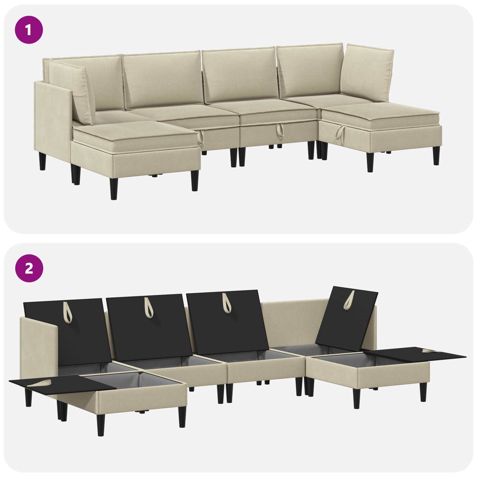 vidaXL Zestaw mebli do salonu 6 pcs piaskowy tkanina