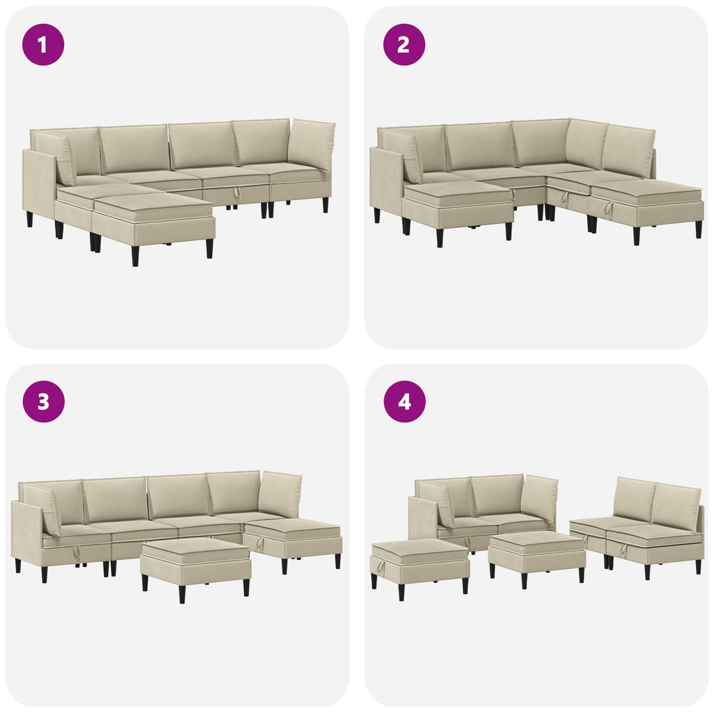 vidaXL Zestaw mebli do salonu 6 pcs piaskowy tkanina